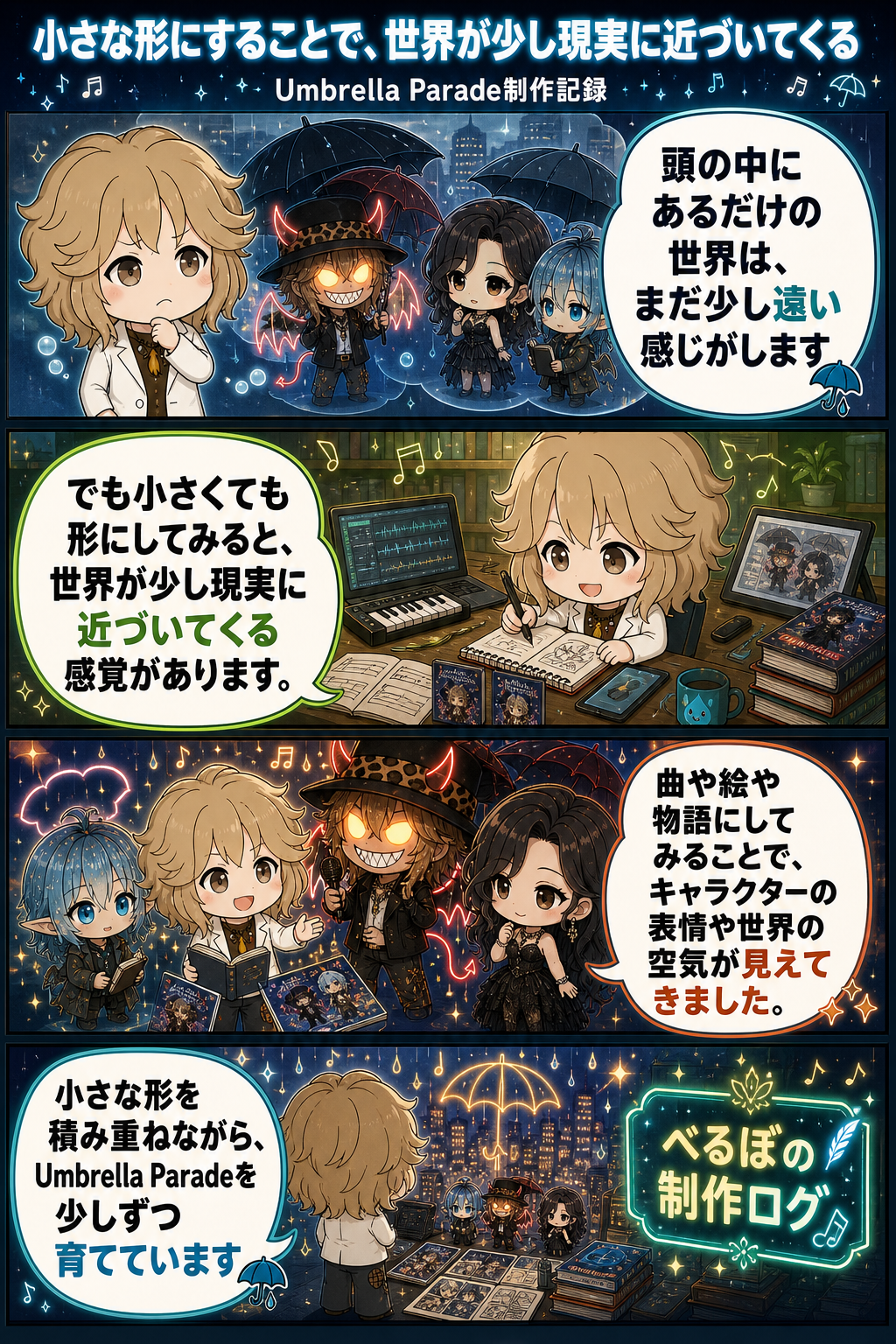 小さな形にすることで、世界が少し現実に近づいてくる