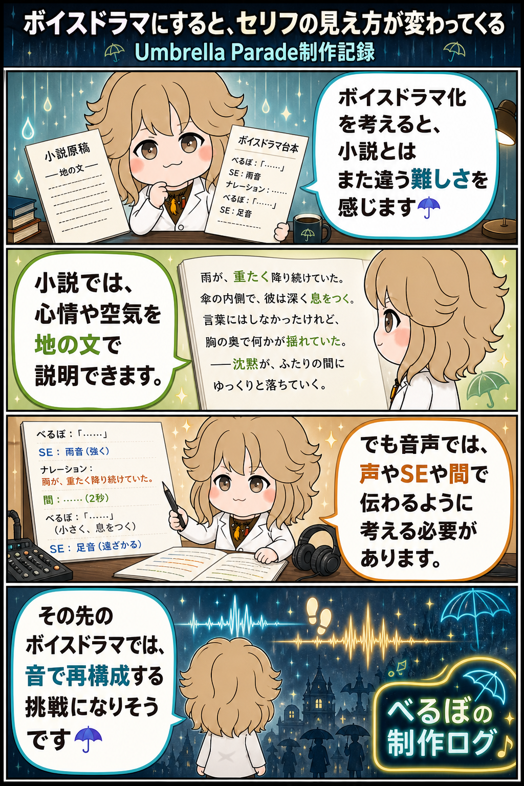 ボイスドラマにすると、セリフの見え方が変わってくる