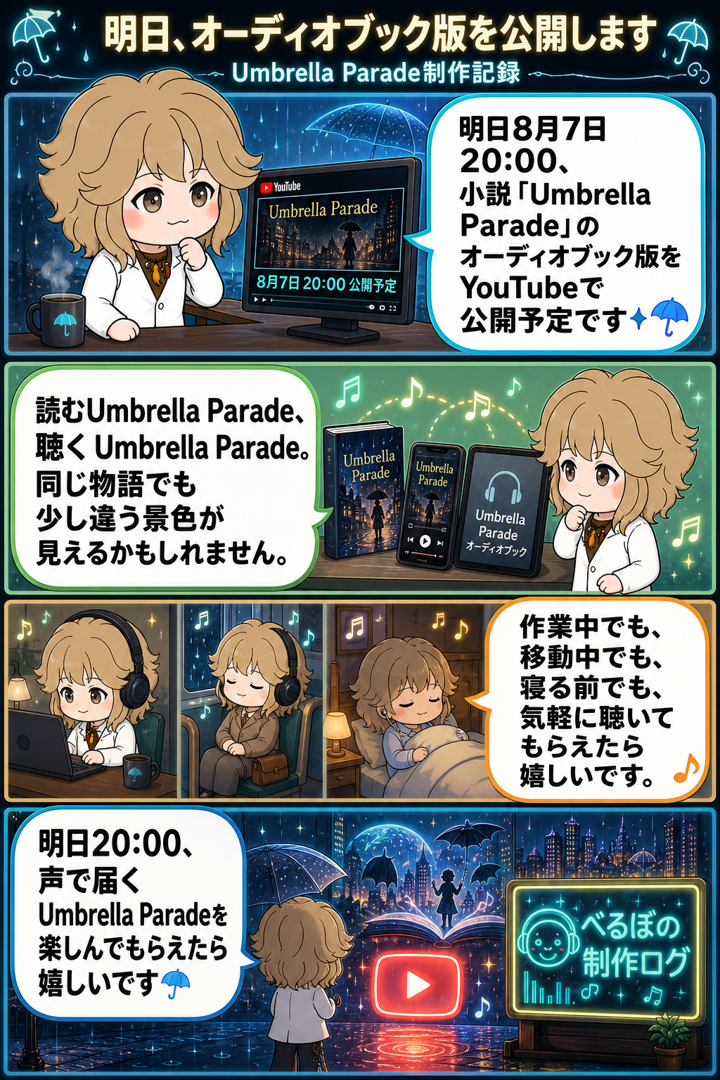 明日、オーディオブック版を公開します